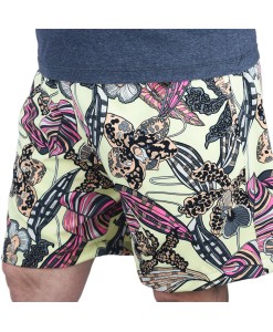 Short Estampado Tactel Elastano Extra Grande Plus Size flor Bege